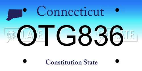 OTG836 Connecticut License Plate