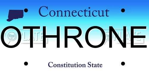 OTHRONE Connecticut License Plate