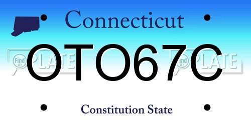 OTO67C Connecticut License Plate