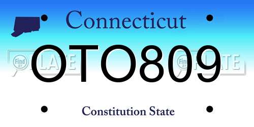 OTO809 Connecticut License Plate