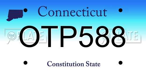 OTP588 Connecticut License Plate