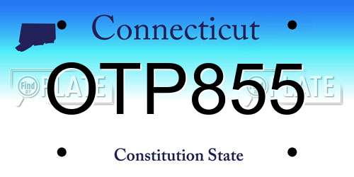 OTP855 Connecticut License Plate