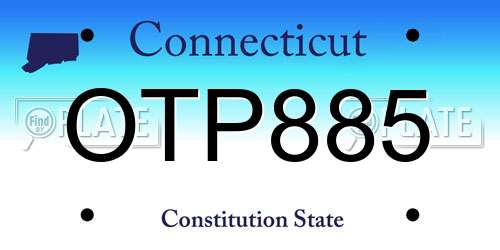 OTP885 Connecticut License Plate