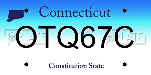 OTQ67C Connecticut License Plate