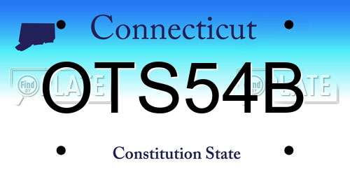 OTS54B Connecticut License Plate