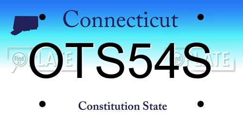 OTS54S Connecticut License Plate