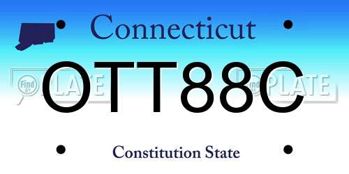 OTT88C Connecticut License Plate