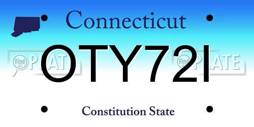 OTY72I Connecticut License Plate