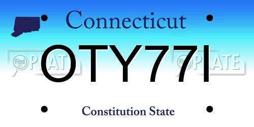 OTY77I Connecticut License Plate