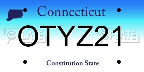 OTYZ21 Connecticut License Plate