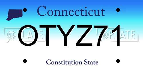 OTYZ71 Connecticut License Plate