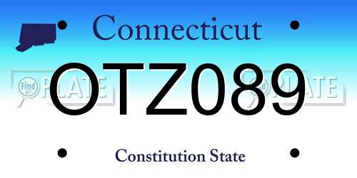 OTZ089 Connecticut License Plate