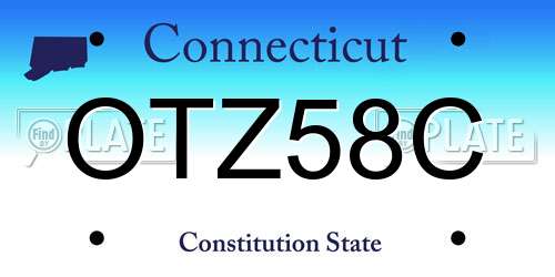 OTZ58C Connecticut License Plate