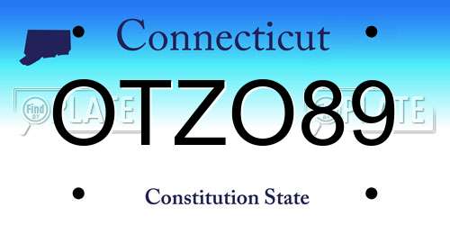 OTZO89 Connecticut License Plate