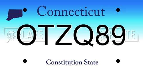 OTZQ89 Connecticut License Plate