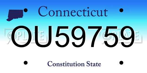 OU59759 Connecticut License Plate