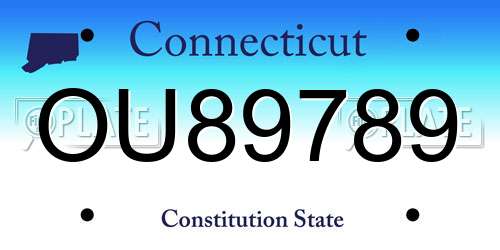 OU89789 Connecticut License Plate