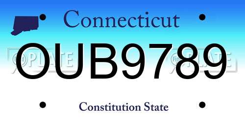OUB9789 Connecticut License Plate
