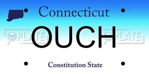 OUCH Connecticut License Plate