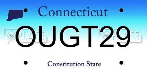OUGT29 Connecticut License Plate