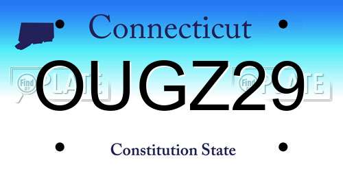 OUGZ29 Connecticut License Plate