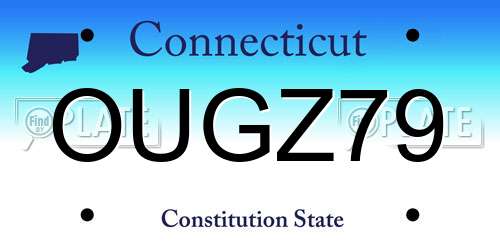 OUGZ79 Connecticut License Plate