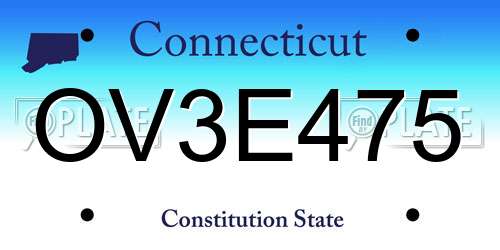 OV3E475 Connecticut License Plate