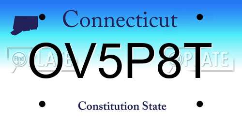 OV5P8T Connecticut License Plate
