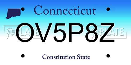OV5P8Z Connecticut License Plate