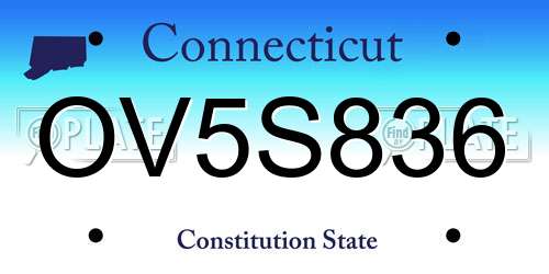 OV5S836 Connecticut License Plate