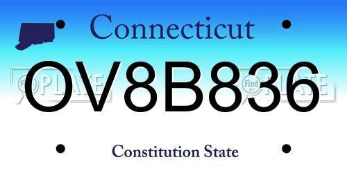 OV8B836 Connecticut License Plate