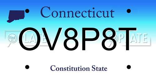 OV8P8T Connecticut License Plate
