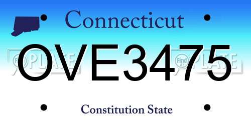 OVE3475 Connecticut License Plate
