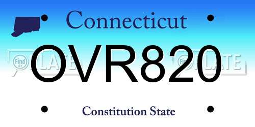 OVR820 Connecticut License Plate