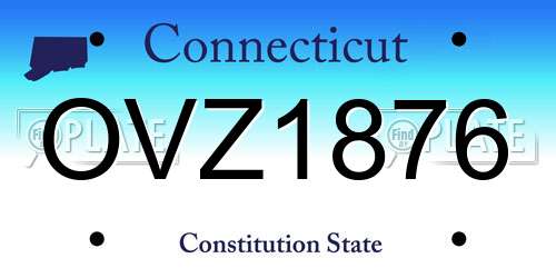 OVZ1876 Connecticut License Plate