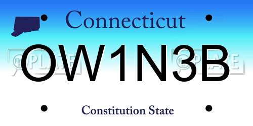OW1N3B Connecticut License Plate