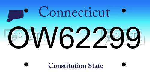 OW62299 Connecticut License Plate