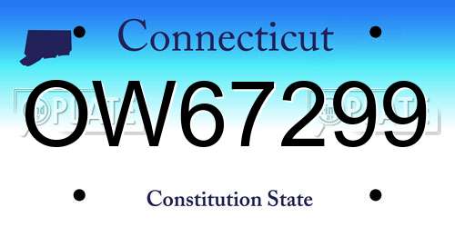OW67299 Connecticut License Plate