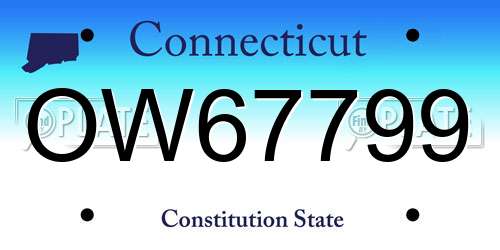 OW67799 Connecticut License Plate