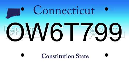 OW6T799 Connecticut License Plate
