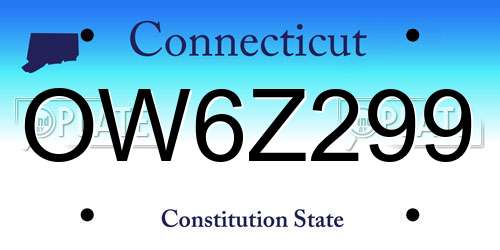 OW6Z299 Connecticut License Plate
