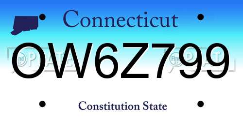 OW6Z799 Connecticut License Plate