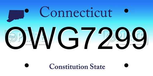 OWG7299 Connecticut License Plate