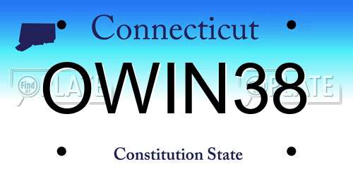 OWIN38 Connecticut License Plate