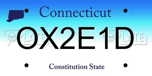 OX2E1D Connecticut License Plate