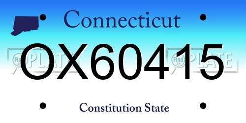 OX60415 Connecticut License Plate