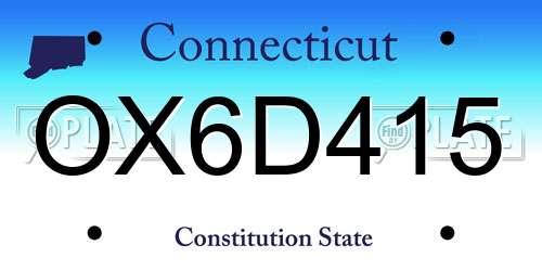 OX6D415 Connecticut License Plate