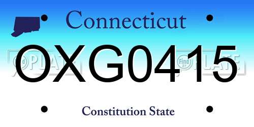 OXG0415 Connecticut License Plate