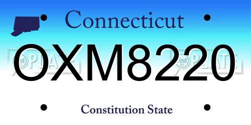 OXM8220 Connecticut License Plate