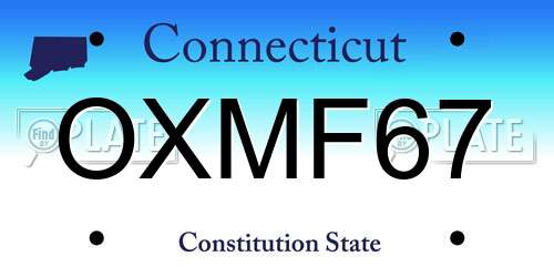 OXMF67 Connecticut License Plate